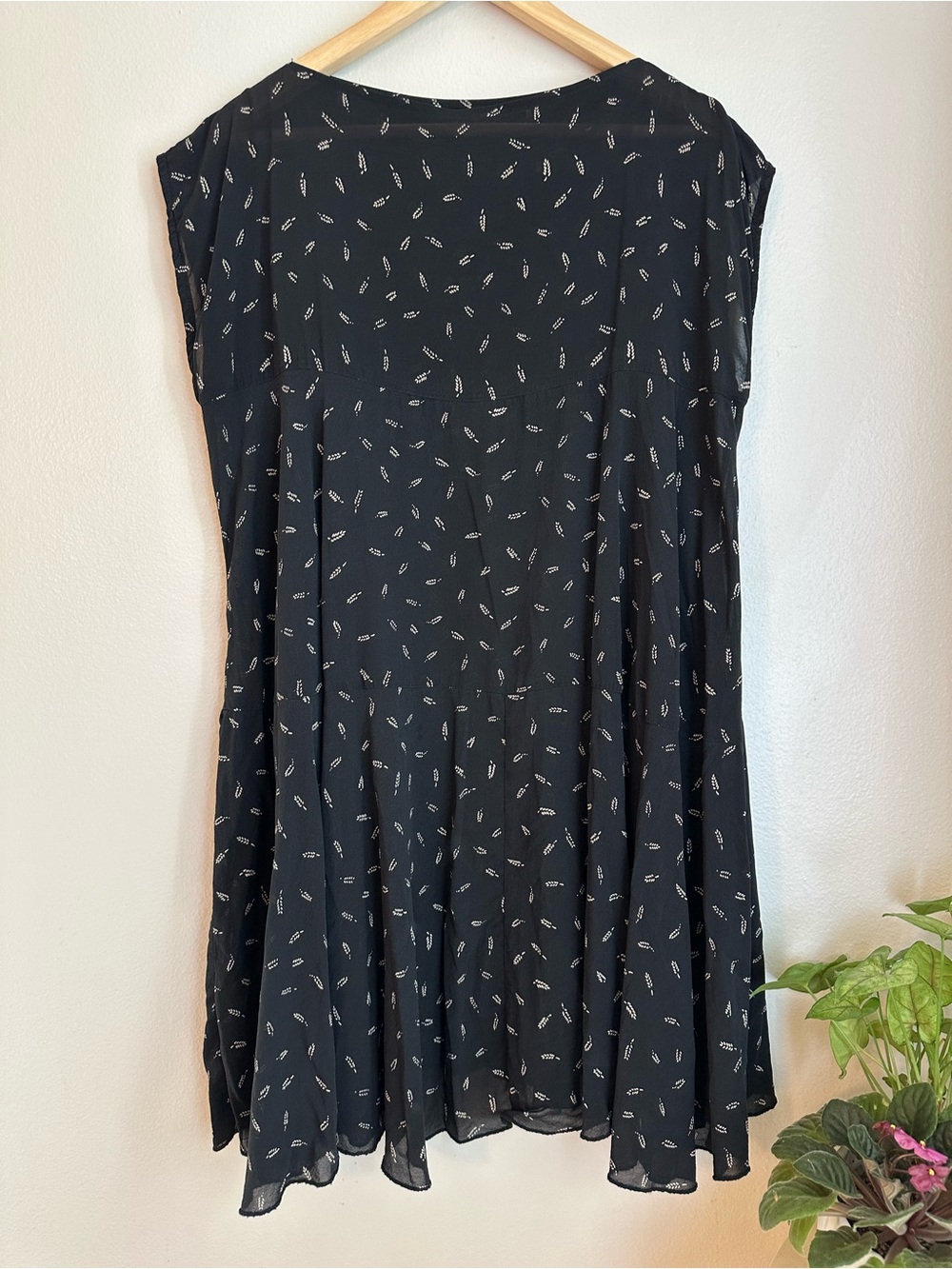 Black Sheer Printed Swing Dress